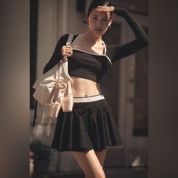 NWT Daily Practice by Anthropologie Women's Courtside Mini Skirt in Black Medium - Picture 1 of 5